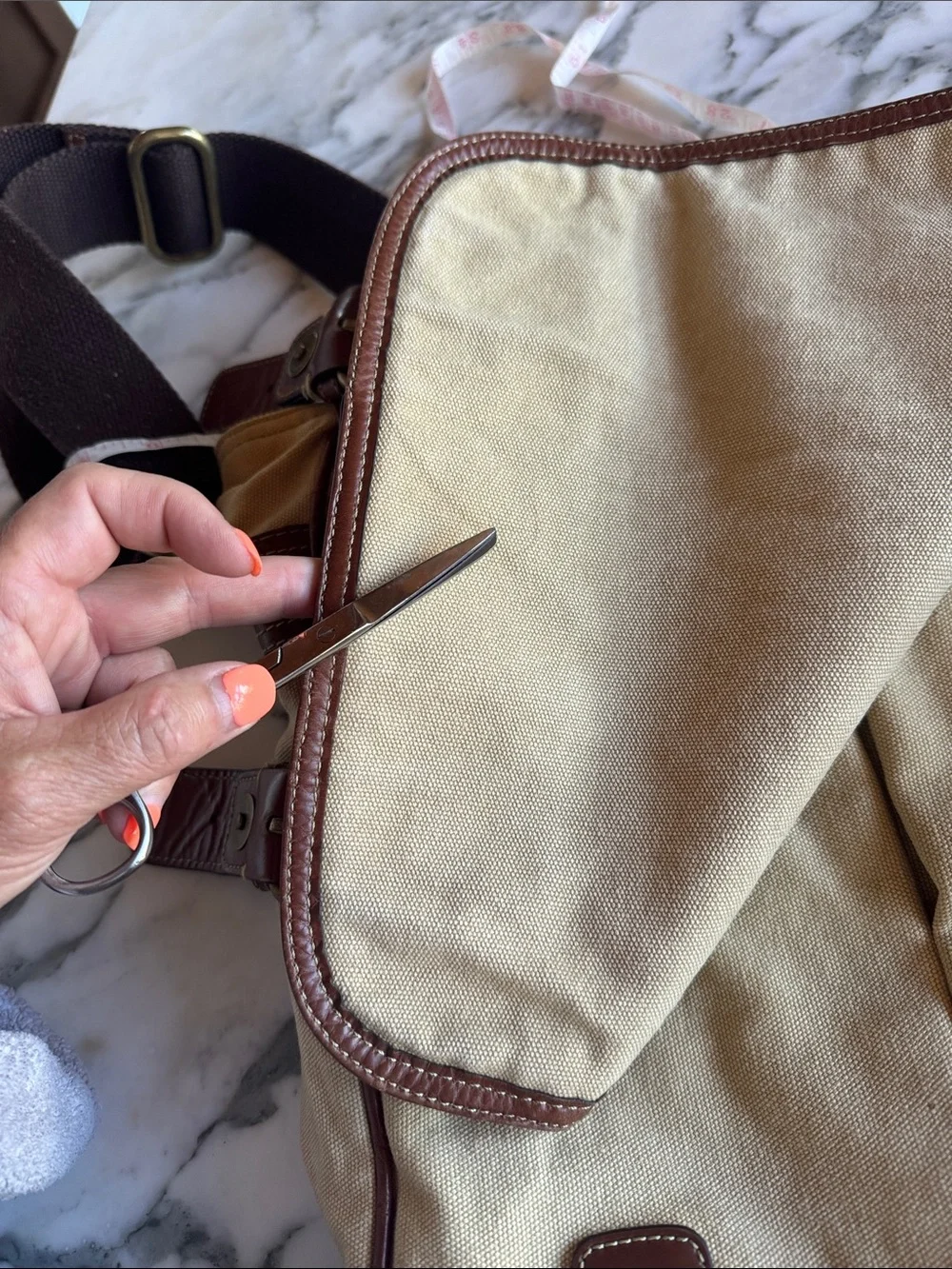 FOSSIL 1954 VTG Canvas Messenger Bag with Brown Leather Trim - Men's Crossbody